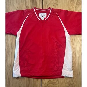 Champion‎ Windbreaker Pullover Mens Size Small Red White B2410-072